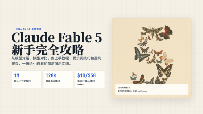 Claude Fable 5 新手完全攻略：模型介绍、对比、教程和技巧